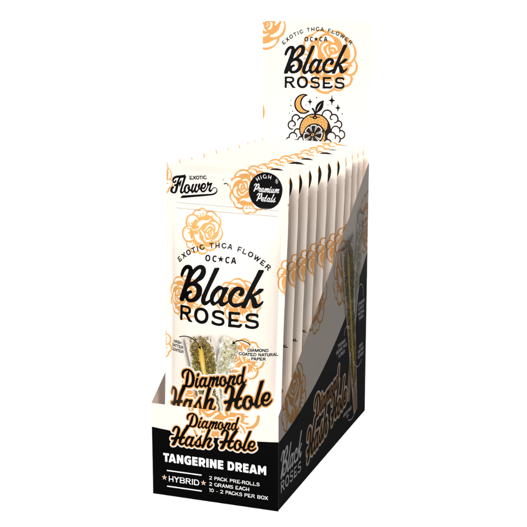 Black Roses THC-A Diamond Hash Hole Pre-Rolls 4G - 10 Count Display