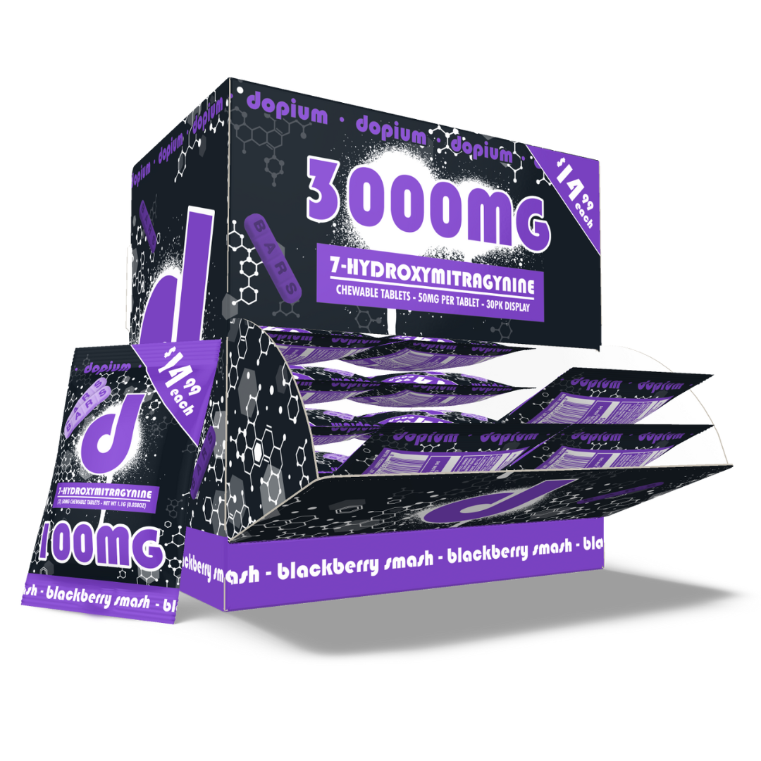 Dopium 7-Hydroxymitragynine Chewable Bars 100MG - 30 Count Display