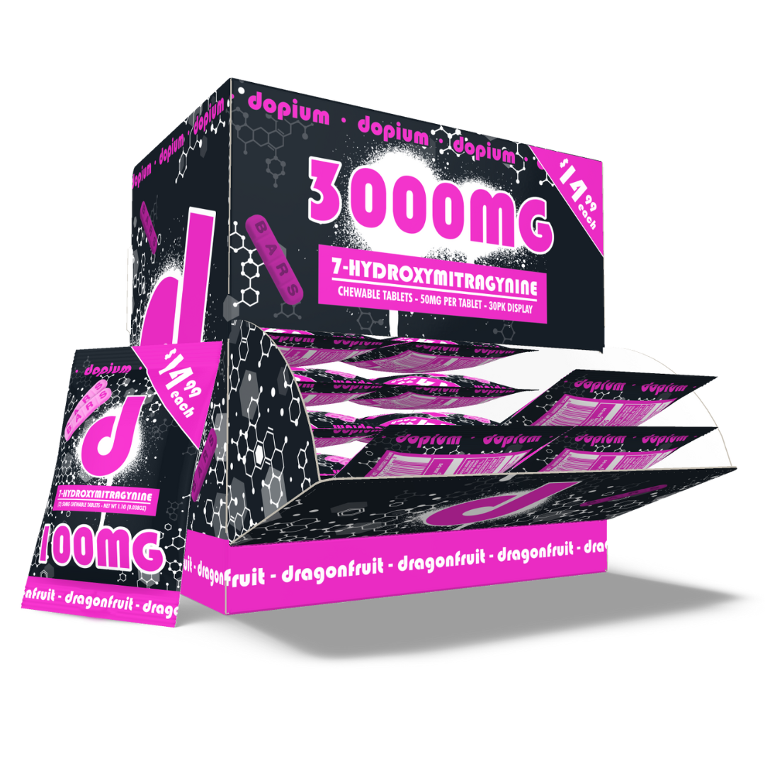 Dopium 7-Hydroxymitragynine Chewable Bars 100MG - 30 Count Display