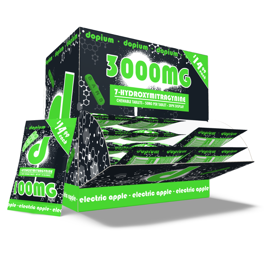 Dopium 7-Hydroxymitragynine Chewable Bars 100MG - 30 Count Display