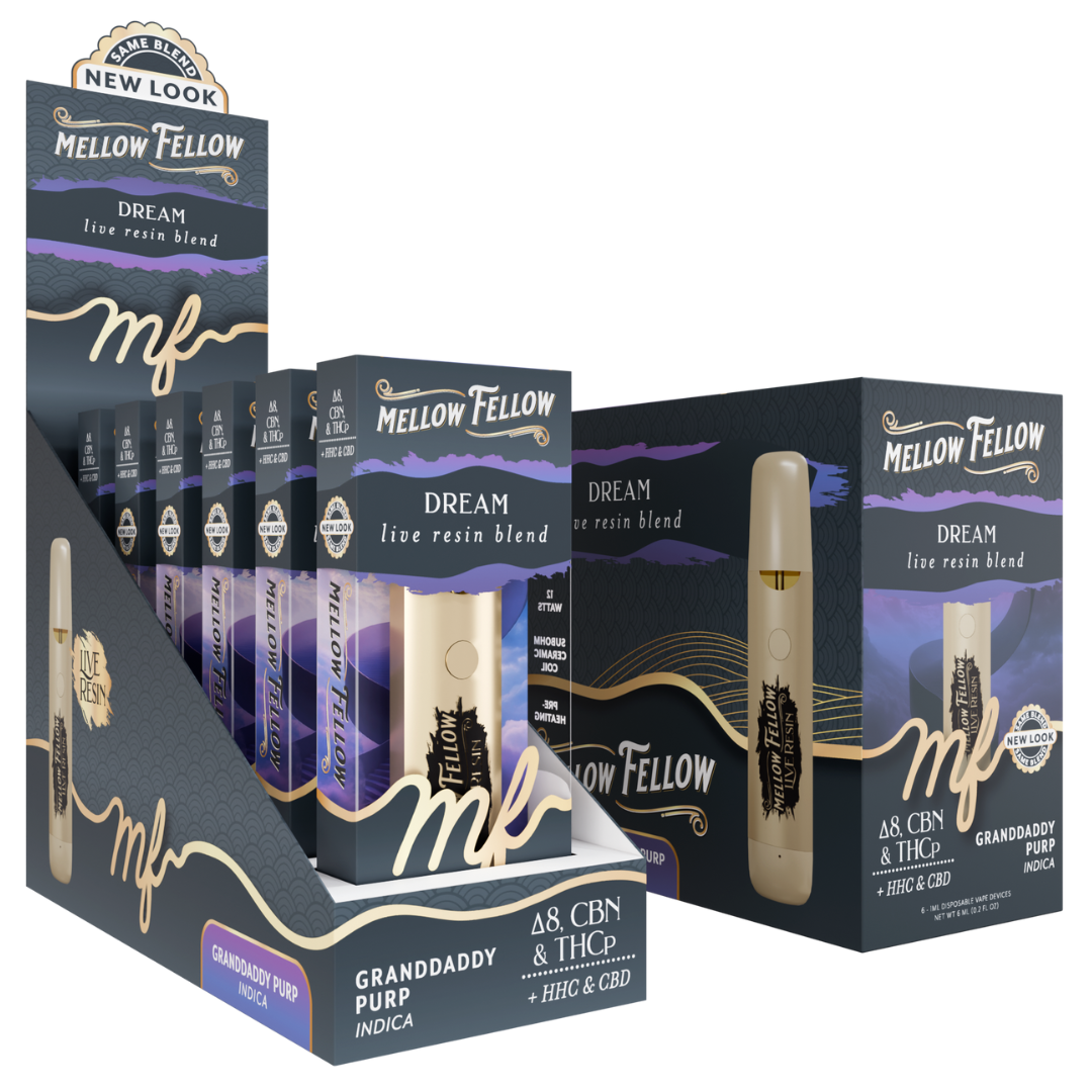 Mellow Fellow Live Resin Blend Disposable 1G - 6 Count Display