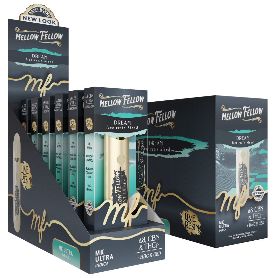 Mellow Fellow Live Resin Blend Disposable 2G - 6 Count Display
