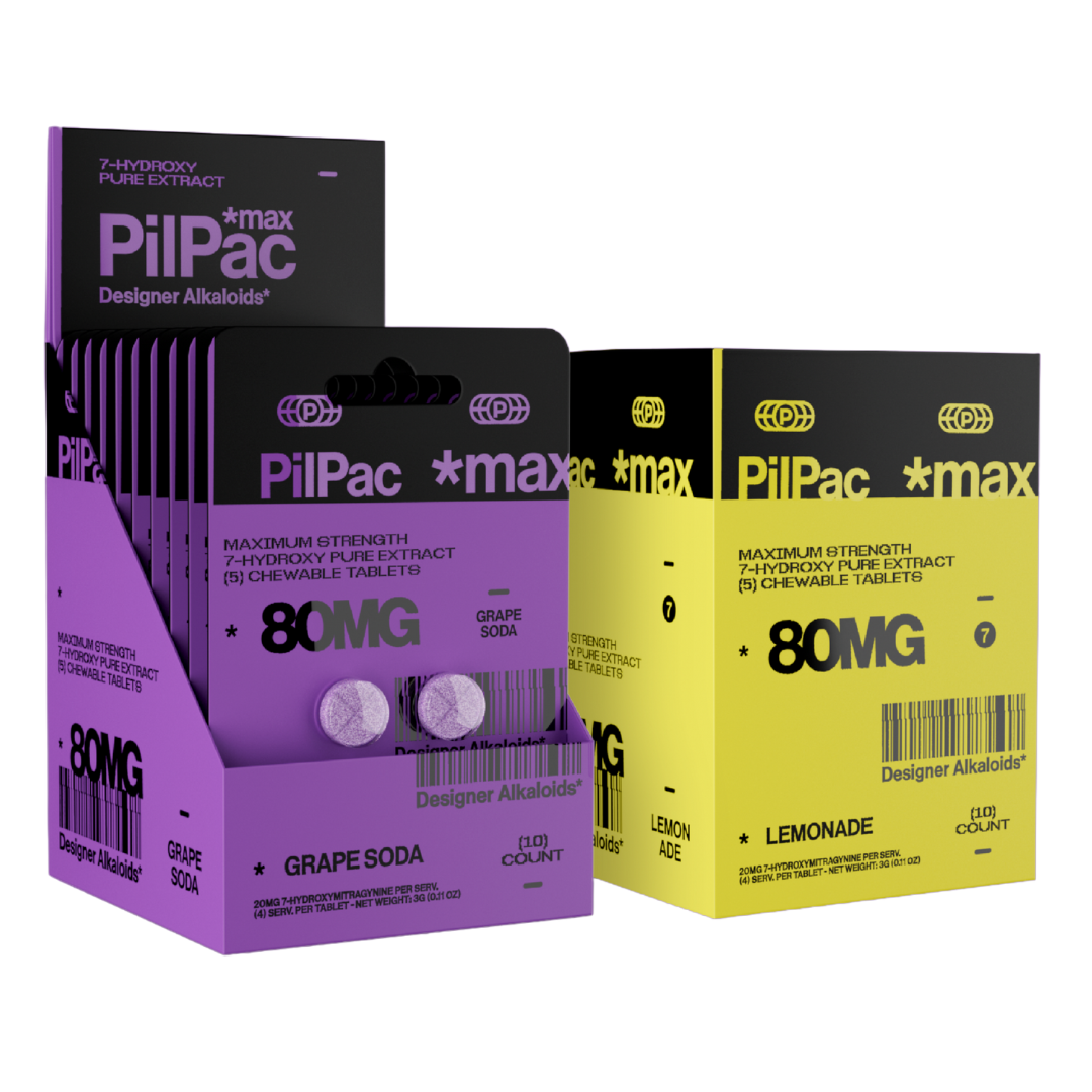 PilPac Max 7-Hydroxymitragynine Chewable Tablets 80MG - 10 Count Display
