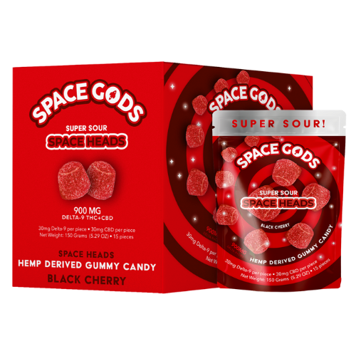 Space Gods Super Sour Space Heads 900MG - 5 Count Display