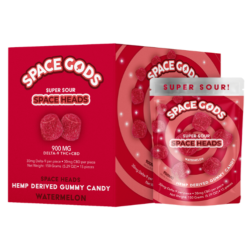 Space Gods Super Sour Space Heads 900MG - 5 Count Display