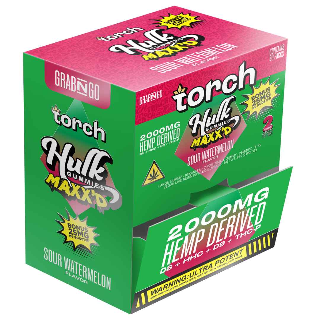 Torch Hulk MAXX'D Gummies + D9 Booster 2000MG - 20 Count Display