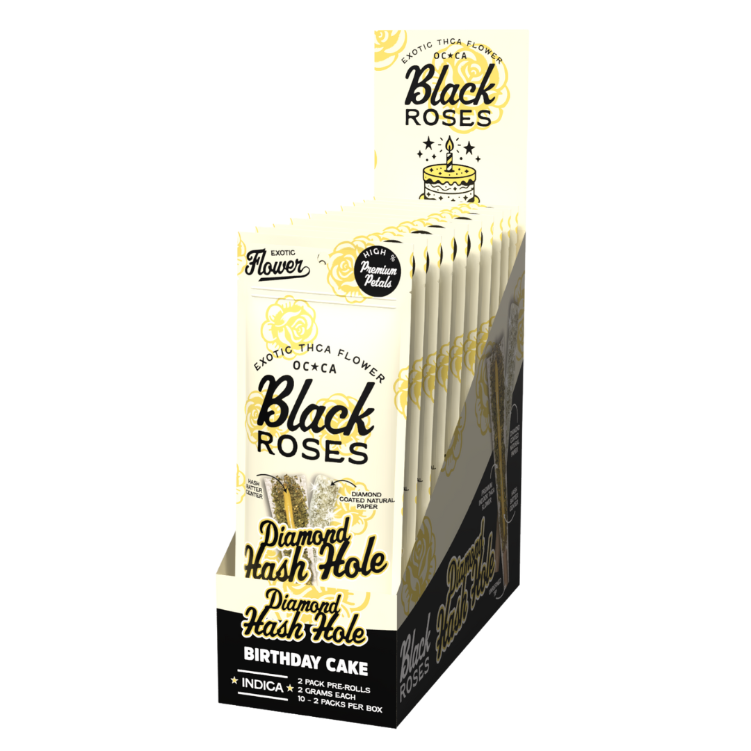 Black Roses THC-A Diamond Hash Hole Pre-Rolls 4G - 10 Count Display