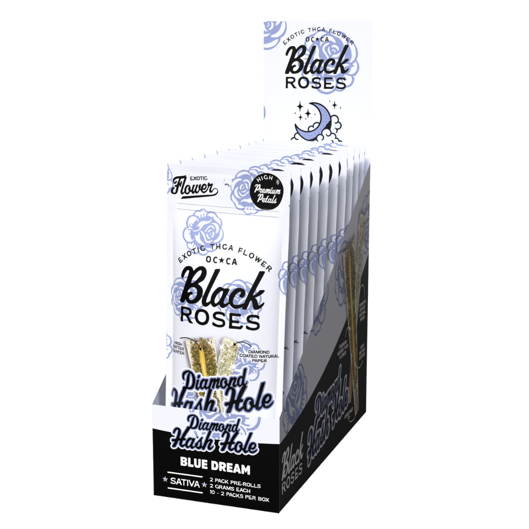 Black Roses THC-A Diamond Hash Hole Pre-Rolls 4G - 10 Count Display