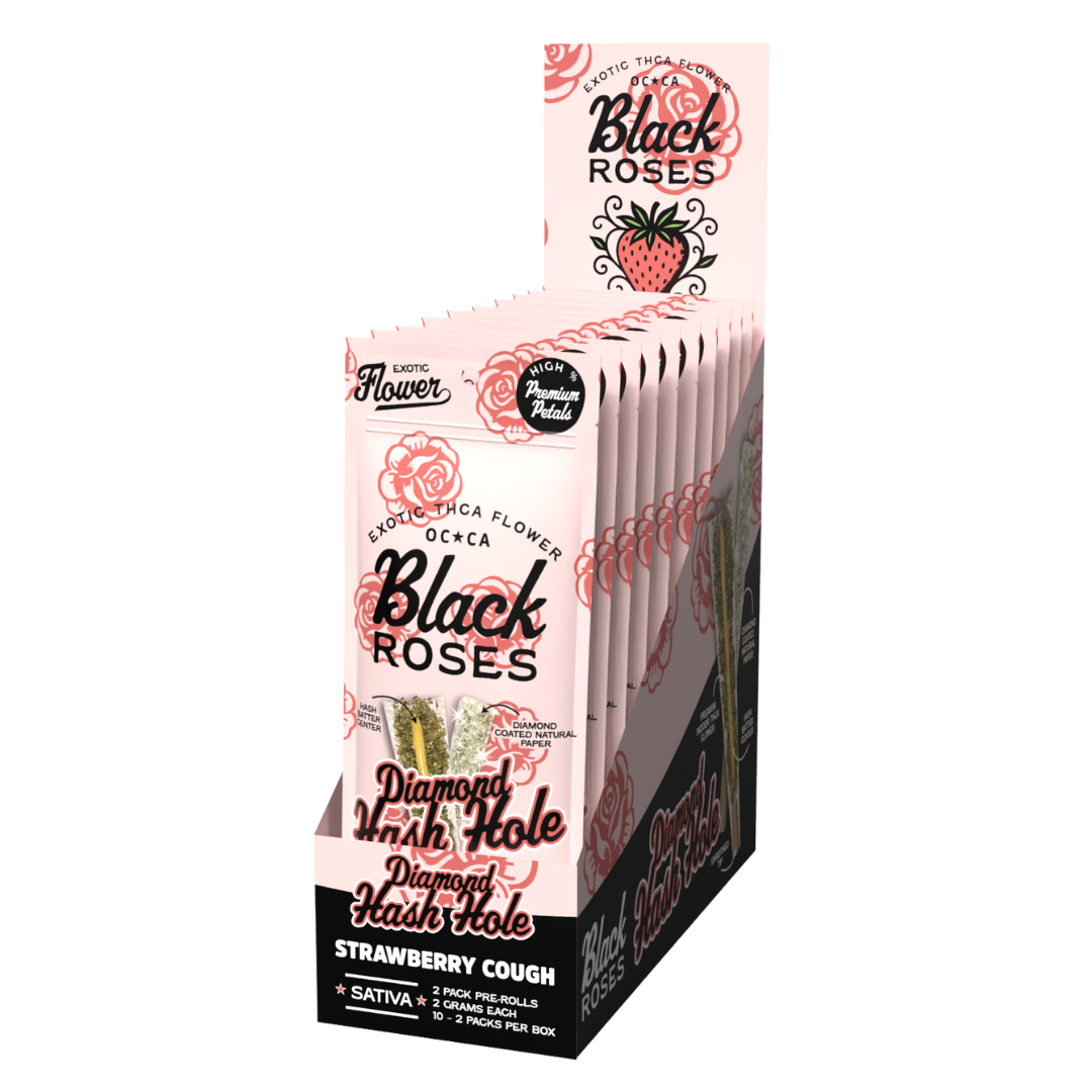 Black Roses THC-A Diamond Hash Hole Pre-Rolls 4G - 10 Count Display