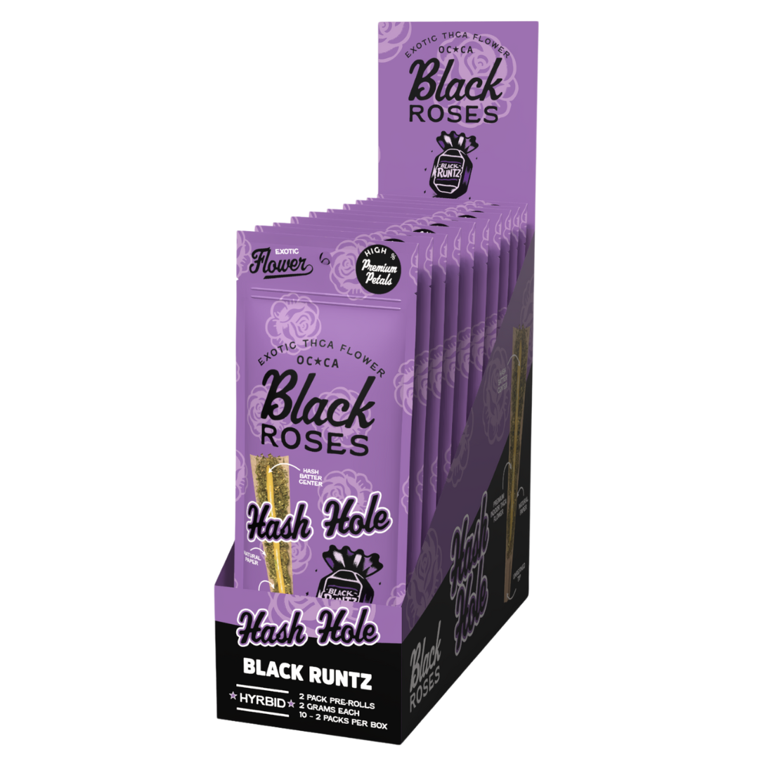 Black Roses THC-A Hash Hole Pre-Rolls 4G - 10 Count Display