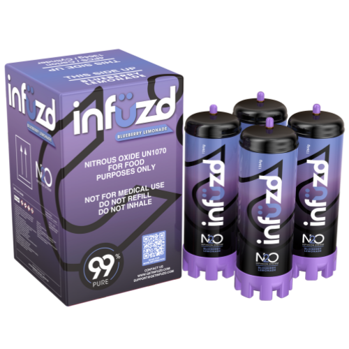 Infuzd Nitrous Oxide UN1070 99% Pure 1364G - 4 Count Display