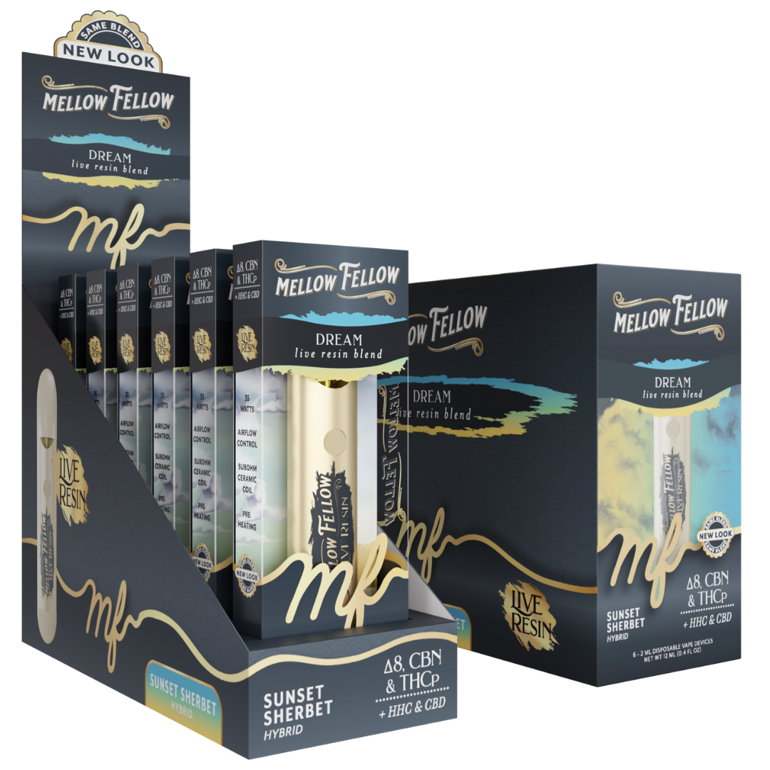 Mellow Fellow Live Resin Blend Disposable 2G - 6 Count Display