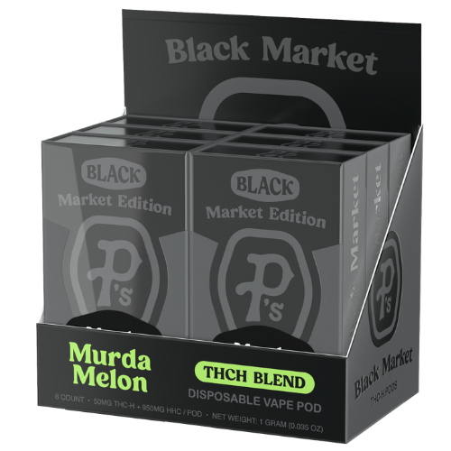 Pushin P's Black Market Edition THC-H Blend Pod 1G - 6 Count Display