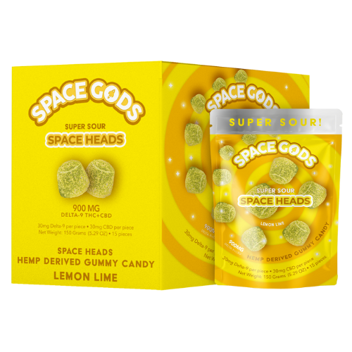 Space Gods Super Sour Space Heads 900MG - 5 Count Display