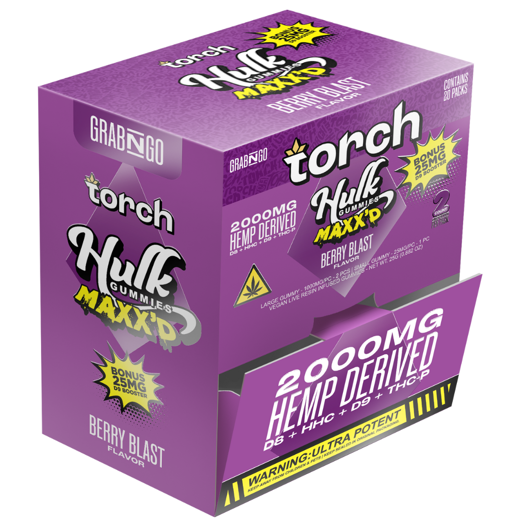 Torch Hulk MAXX'D Gummies + D9 Booster 2000MG - 20 Count Display