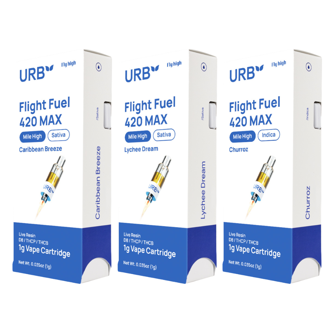 URB Flight Fuel 420 MAX Cartridges 1G - 6 Count Display